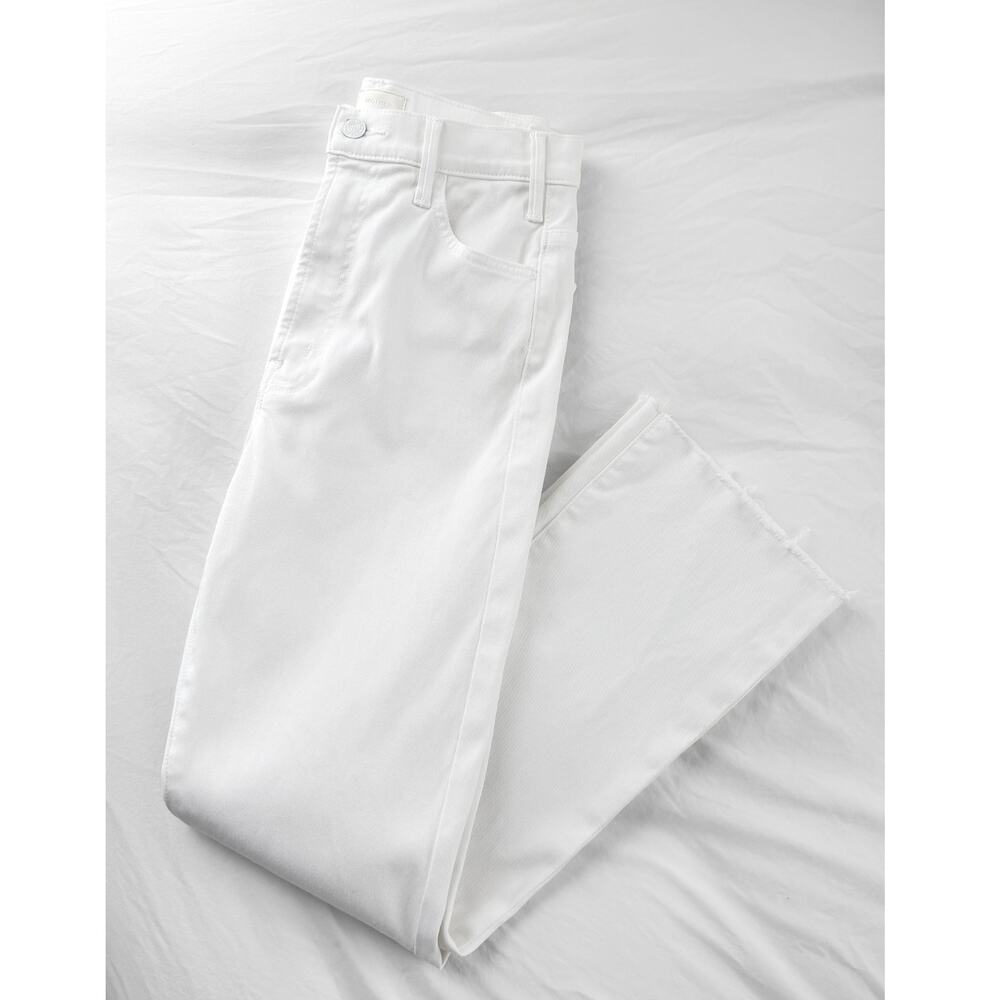 MOTHER The Hustler Ankle Fray Jeans in Glass Slipper White Cropped Denim - Picture 4 of 11